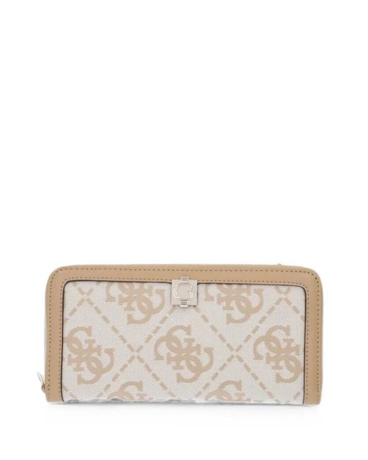 Guess Gray Logo-Monogram Zip-Around Wallet