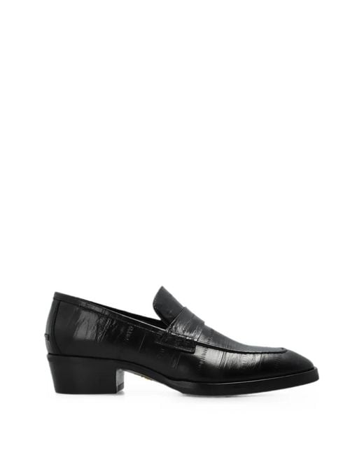 Jimmy Choo Black Wilder Embossed Leather Loafers for men