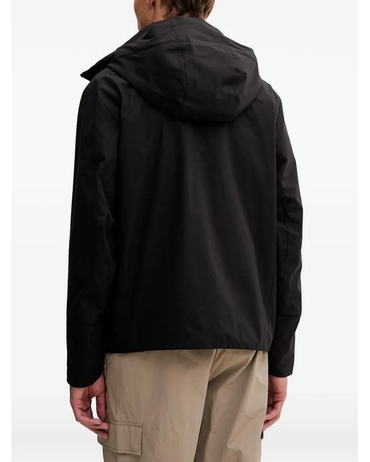 EA7 Black Logo-Print Hooded Jacket for men