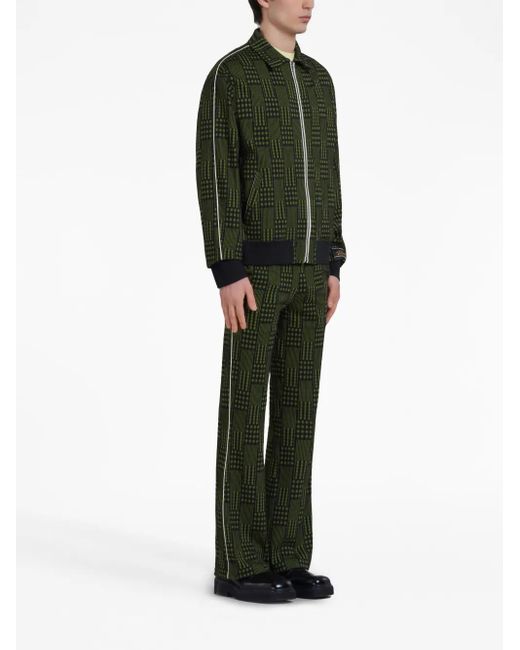Marni Green Logo-Print Cotton T-Shirt for men