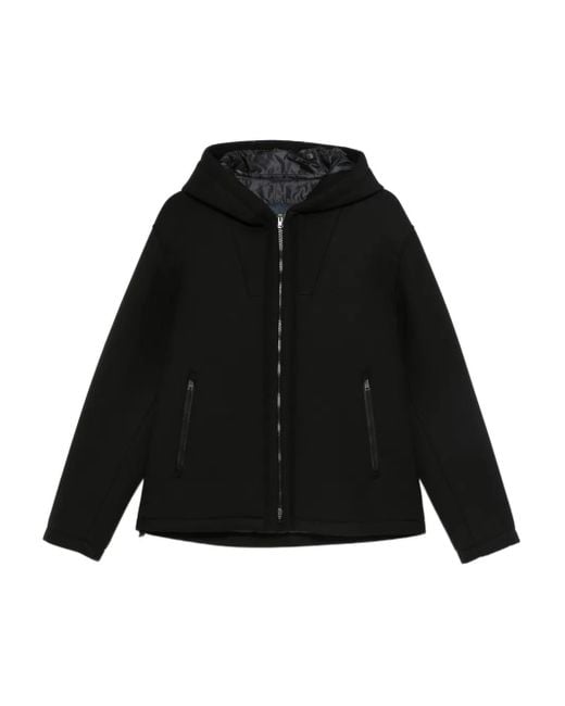 Herno Black Hooded Zip-Front Jacket for men