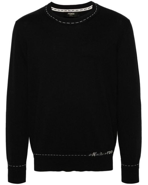 Maglione con effetto jacquard di Fendi in Black da Uomo