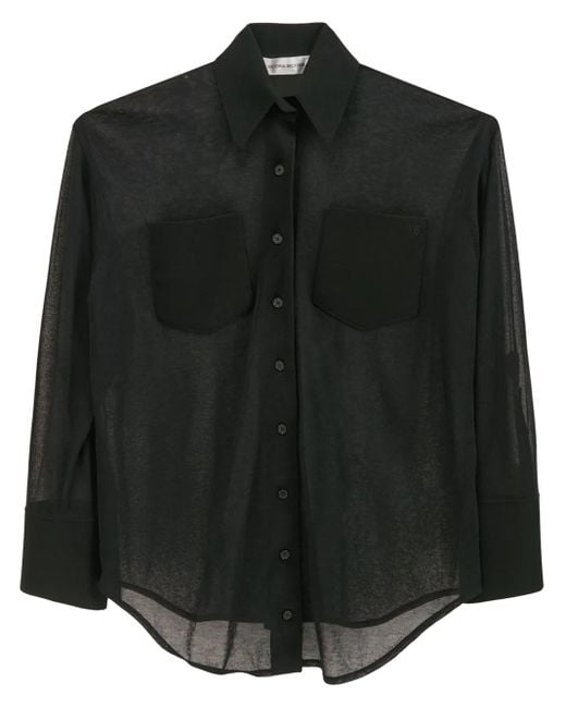 Victoria Beckham Black Pocket-Detail Shirt