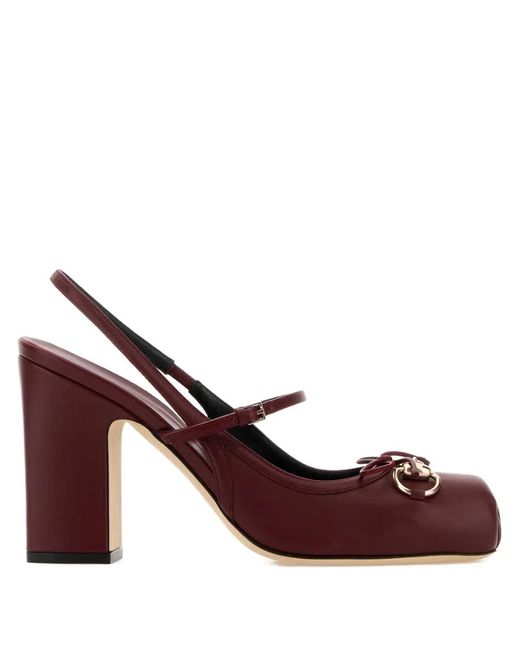 Gucci Brown 95Mm Horsebit Mary Jane Pumps