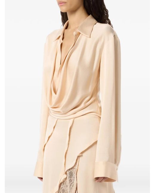 Blumarine Natural Long-Sleeves Blouse