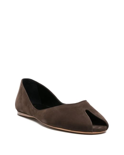 Jude Brown Open-Toe Ballet Flats