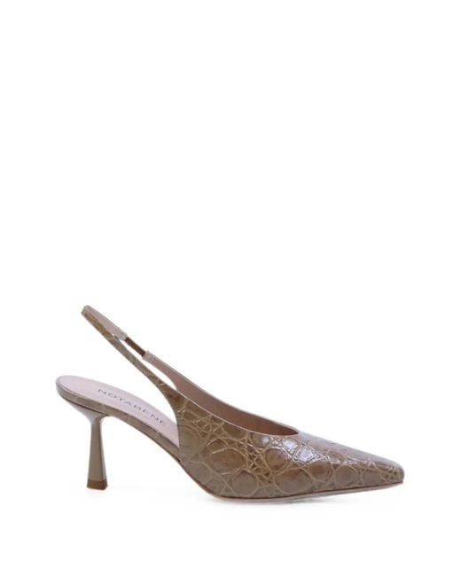 Notabene White Emmely Crocodile-Embossed Slingback Pumps