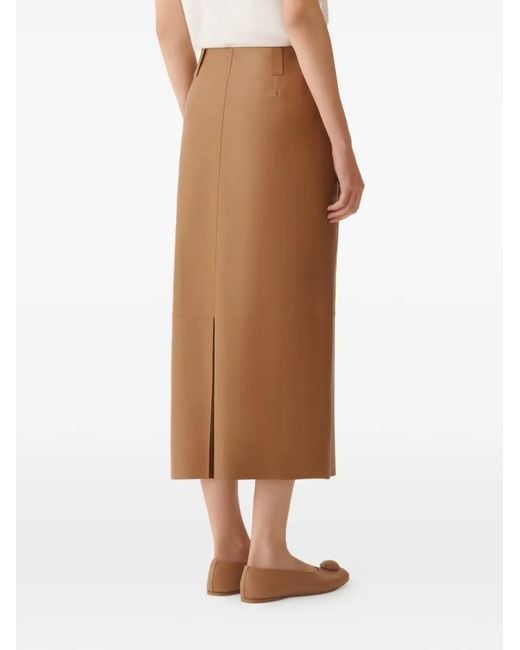 Fabiana Filippi Brown Nappa Lissé Pencil Skirt