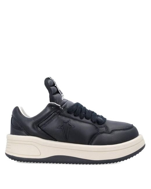 Rick Owens Blue Leather Sneakers