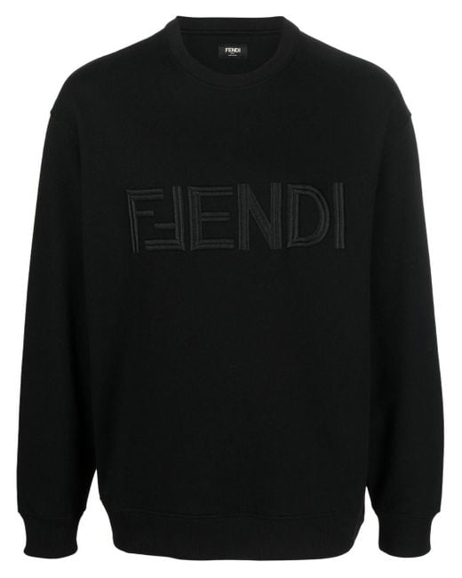 Fendi Black Ff-logo Long-sleeve Sweatshirt for men