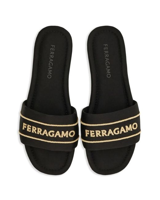 Ferragamo White Logo Slides