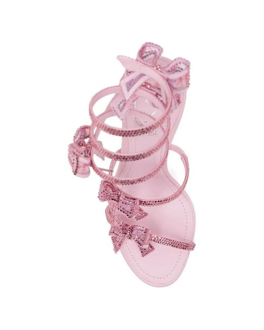 Rene Caovilla Pink 100Mm Crystal-Embellished Sandals