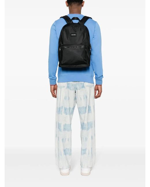 Calvin Klein Black Logo-Patch Backpack for men