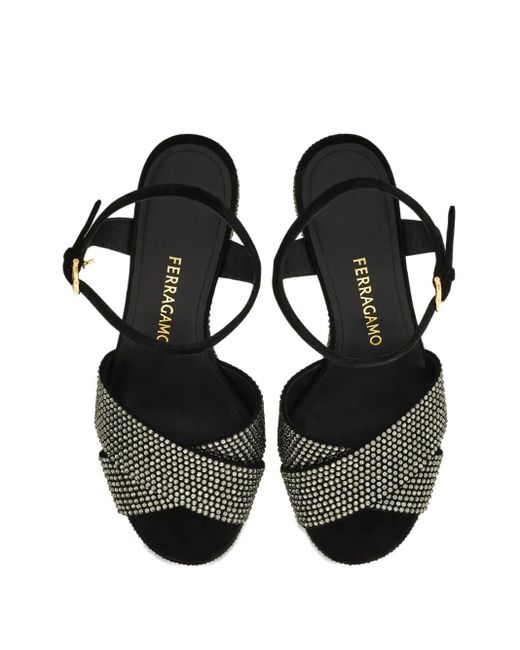 Ferragamo Black 85Mm Crystal-Embellished Sandals
