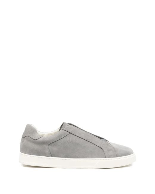 Doucal's White Elasticated Suede Sneakers for men