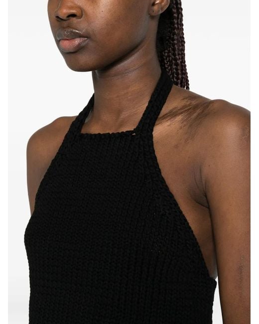Rohe Black Chunky-Knit Halter Top