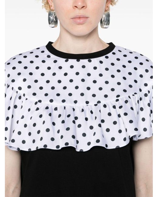 Parlor Black Polka-dot Draped T-shirt