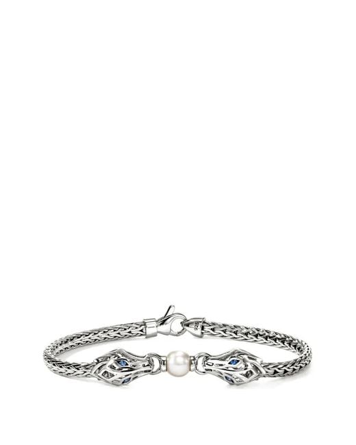 John Hardy White Sterling Naga Pearl And Sapphire Bracelet