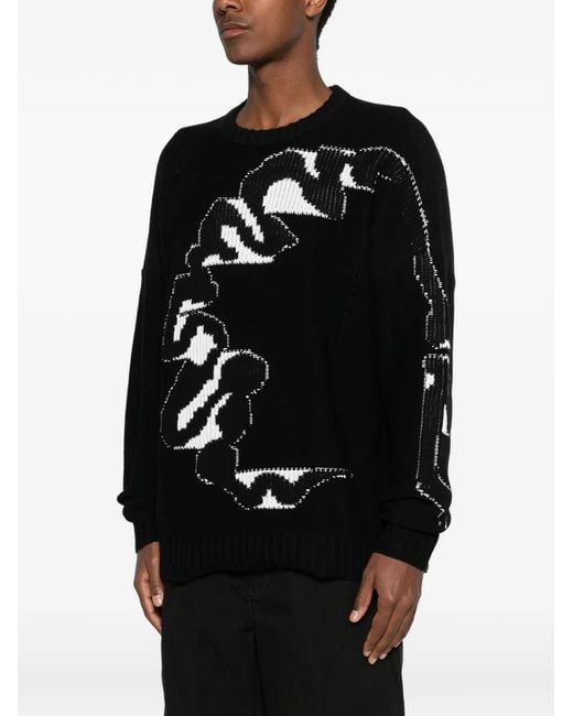 MADFRENZY Black Cortex Crew-Neck Sweater for men