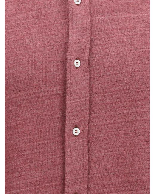 Brunello Cucinelli Red Slub-Texture Shirt for men