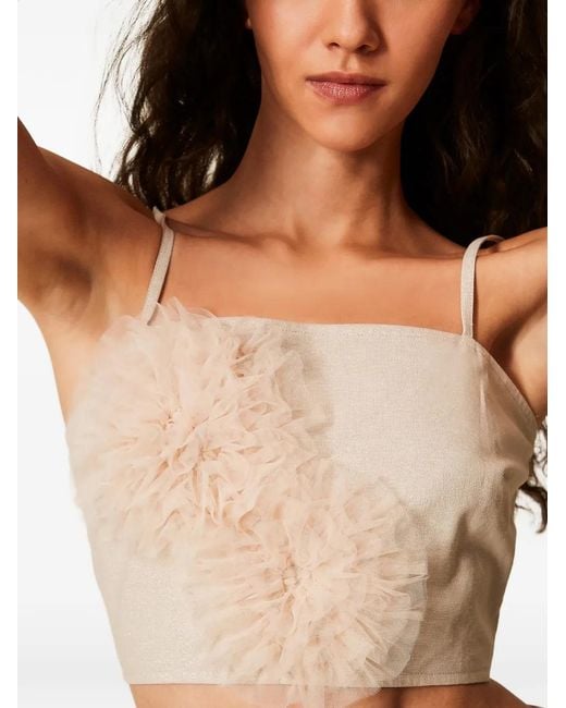 Twinset Natural Linen Blend Top With Lurex