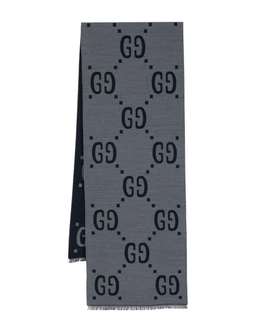 Sciarpa con logo GG jacquard di Gucci in Gray