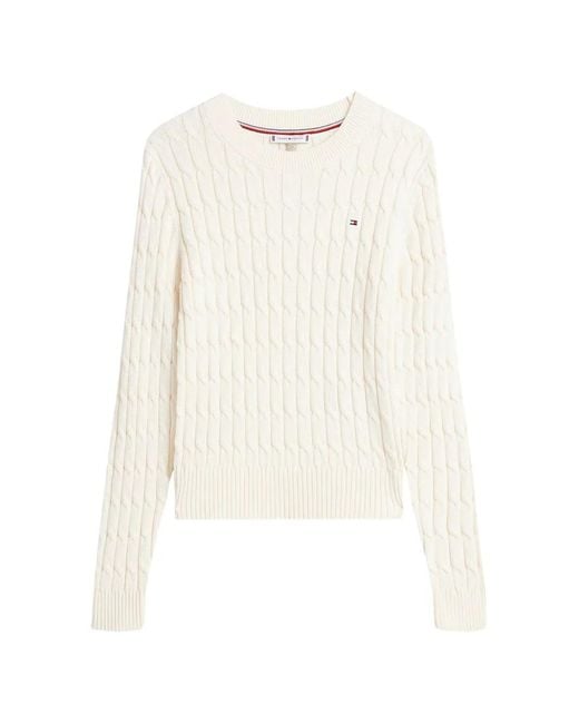 Pull En Maille Torsadée Tommy Hilfiger en coloris White