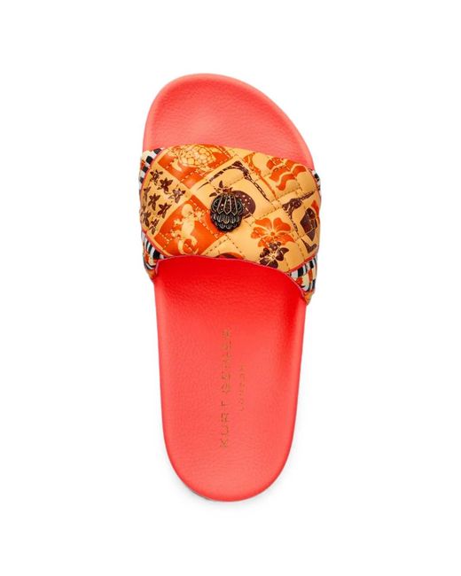 Kurt Geiger Red Quilted Eagle-Plaque Slides