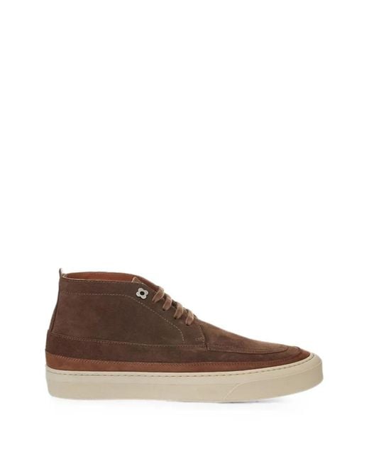 Lardini Brown Suede Mid-Top Sneakers for men