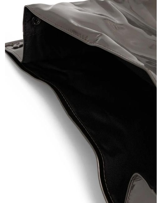 Rains Black Glossy Roll-Top Backpack