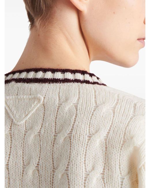 Prada Natural Cable-knit Wool Jumper