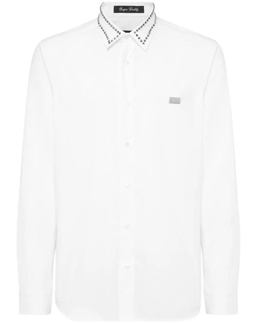 Philipp Plein White Shirt Sugar Daddy Cut Ls Studs for men