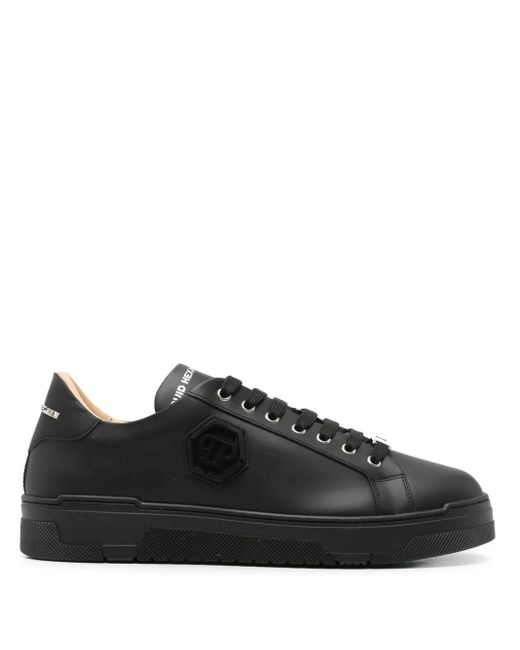 Philipp Plein Black Hexagon-Logo Sneakers