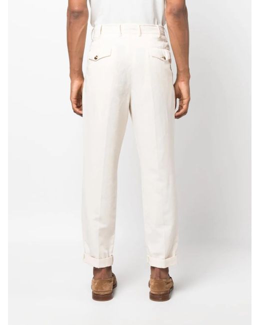 Brunello Cucinelli White Linen Casual Pants for men