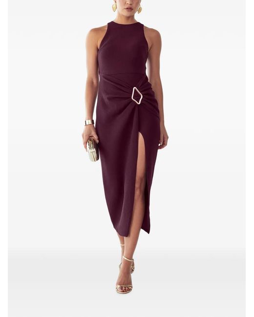 BWLDR Red Soraye Buckle-Detail Midi Dress
