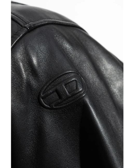 DIESEL ブラック L-Ilan レザージャケット Black