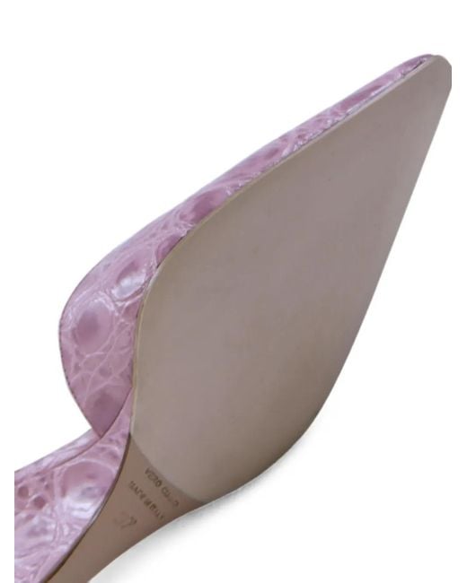 Notabene Pink Crocodile-Effect Pointed-Toe Sandals