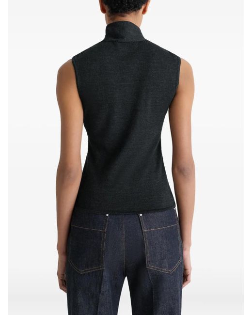 Lemaire Black Tie-Neck Asymmetrical Sleeveless Cardigan