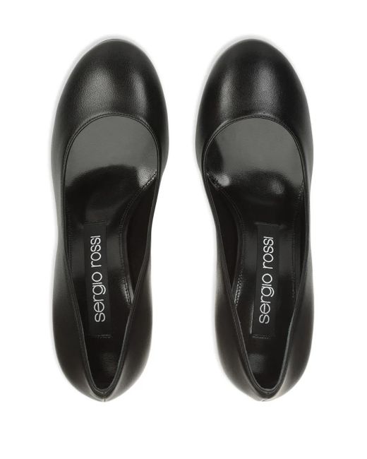 Sergio Rossi Black Pilier Leather Pumps
