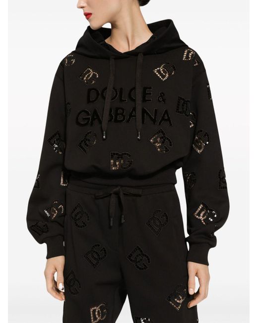Sudadera con capucha y perforaciones Dolce & Gabbana de color Black