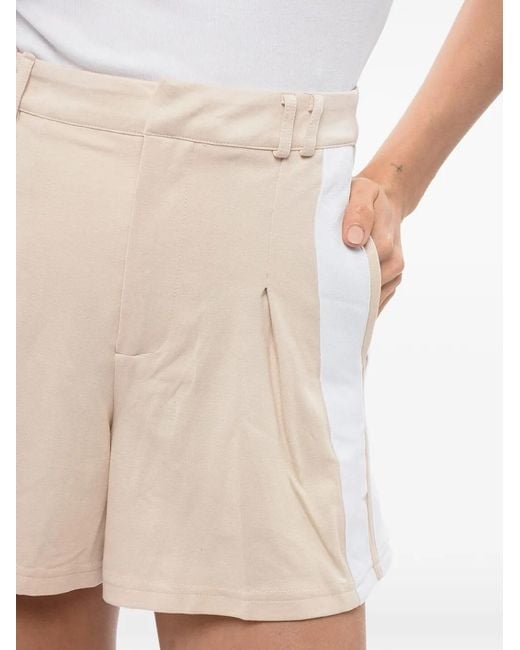 John Richmond Natural Side-Stripe Pleated Shorts