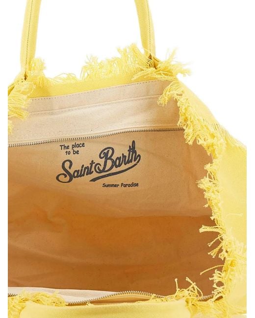 Mc2 Saint Barth Yellow Logo-Print Tote Bag