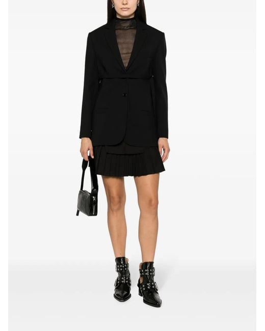 Courreges Black Strap Single-Breasted Blazer