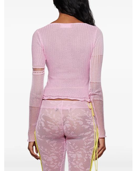 Roberta Einer Pink Kat Lace-Up Top