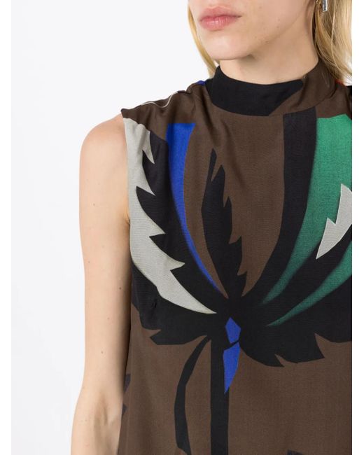 Osklen Green Palmeira Bahia-Print Sleeveless Dress