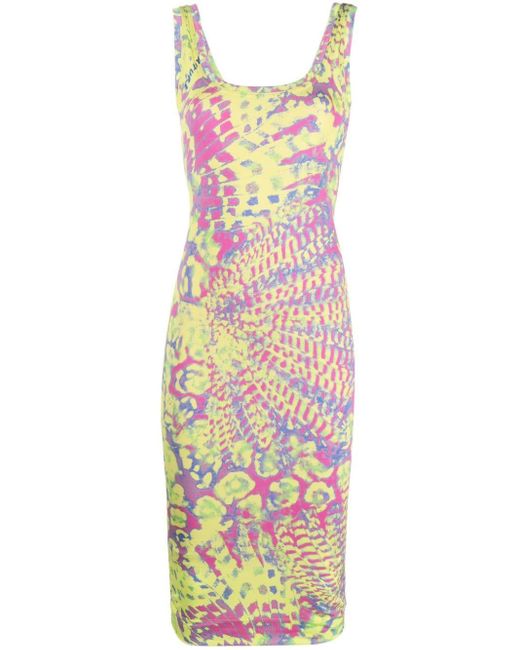Versace Yellow Abstract-print Sleeveless Dress