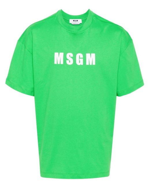 Camiseta con logo estampado MSGM de hombre de color Green