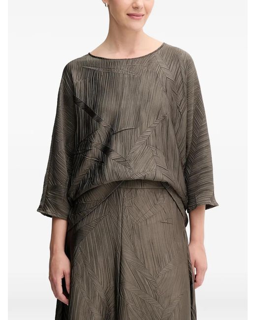 Joseph Ribkoff Gray Geometric-Pattern Pleated Top