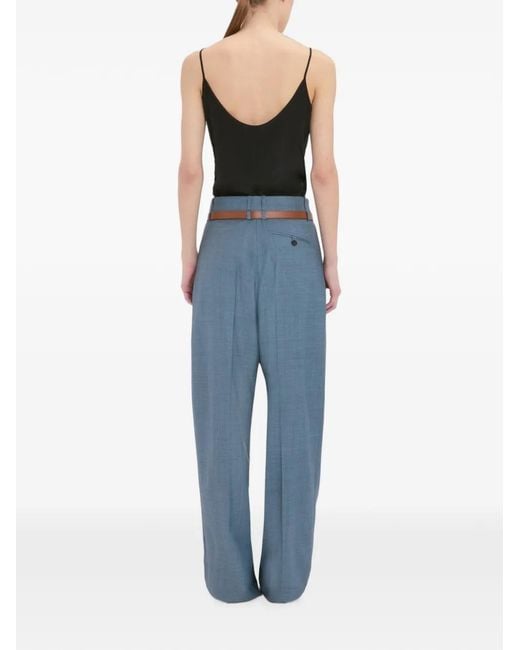 Victoria Beckham Blue Wool Tailored Trousers