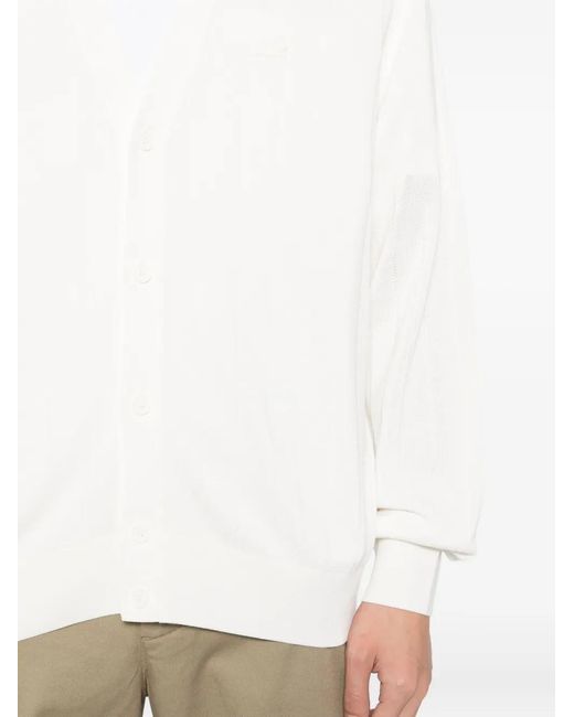 Lacoste White Ribbed-Knit Cardigan for men